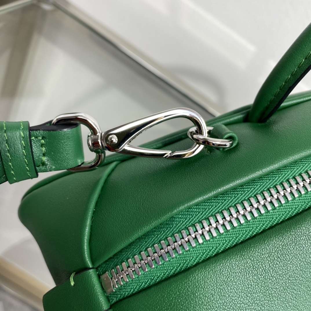 Prada Triangle Leather Shoulder Bag Tote Mango Green 1BB082